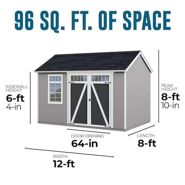 Heartland Coronado 12-ft x 8-ft Gable Style Wood Outdoor Storage Shed with 1 Windows 1 Doors (Floor Included)