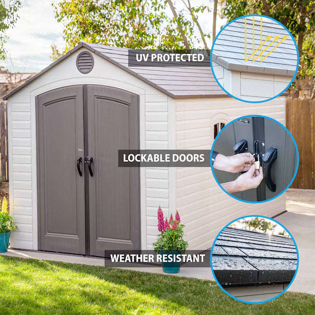 LIFETIME PRODUCTS 8-ft x 15-ft Brown Gable Resin Storage Shed (Floor Included)