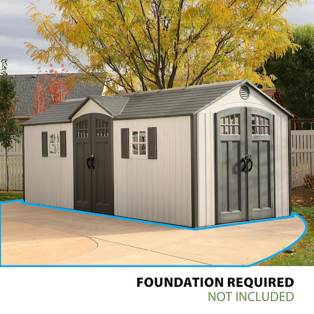 LIFETIME PRODUCTS 8-ft x 20-ft Classic Shed Brown Gable Resin Storage Shed (Floor Included)
