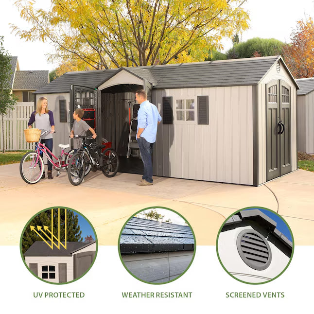 LIFETIME PRODUCTS 8-ft x 20-ft Classic Shed Brown Gable Resin Storage Shed (Floor Included)