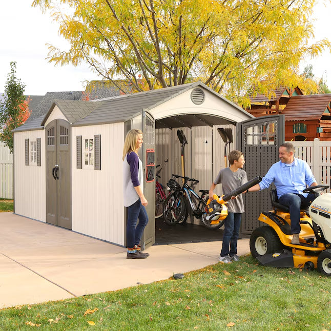 LIFETIME PRODUCTS 8-ft x 20-ft Classic Shed Brown Gable Resin Storage Shed (Floor Included)