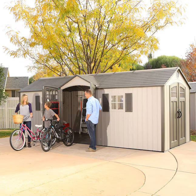 LIFETIME PRODUCTS 8-ft x 20-ft Classic Shed Brown Gable Resin Storage Shed (Floor Included)